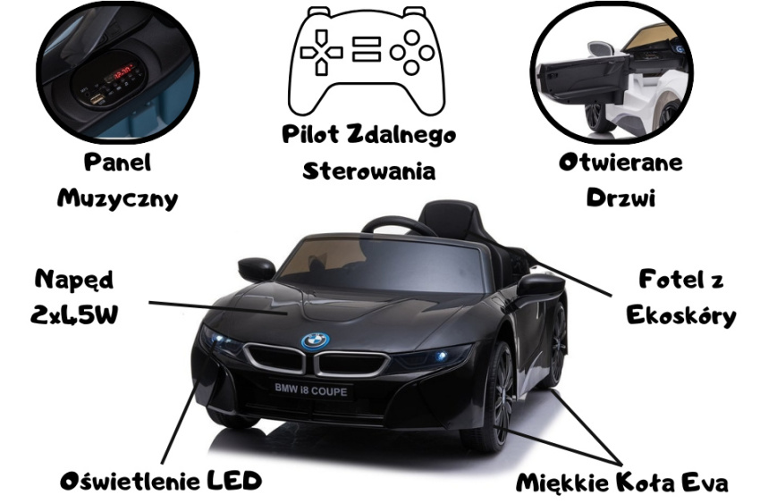 Auto na Akumulator BMW I8 Czarny Parametry